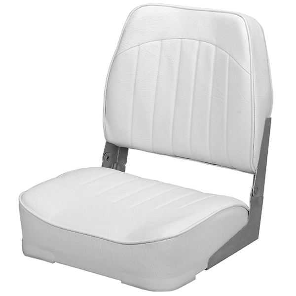 Wise Low‑Back Folding Fishing Seat – White, Fold‑Down Design
