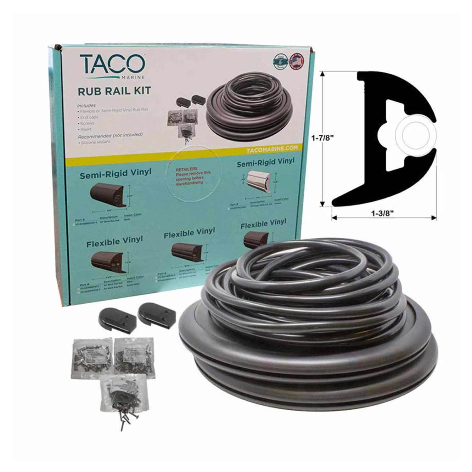 TACO MARINE Flexible Vinyl Rub Rail Replacement Kits with Inserts