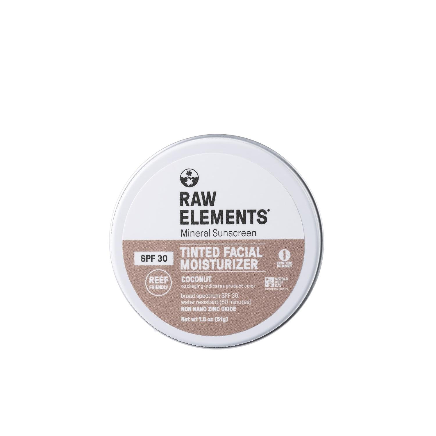 RAW ELEMENTS Tinted Sunscreen,Tin, Coconut, SPF 30, 1.8 oz. West Marine